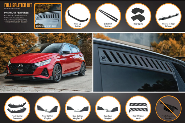Hyundai i20N Flow Designs Full Lip Splitter Set