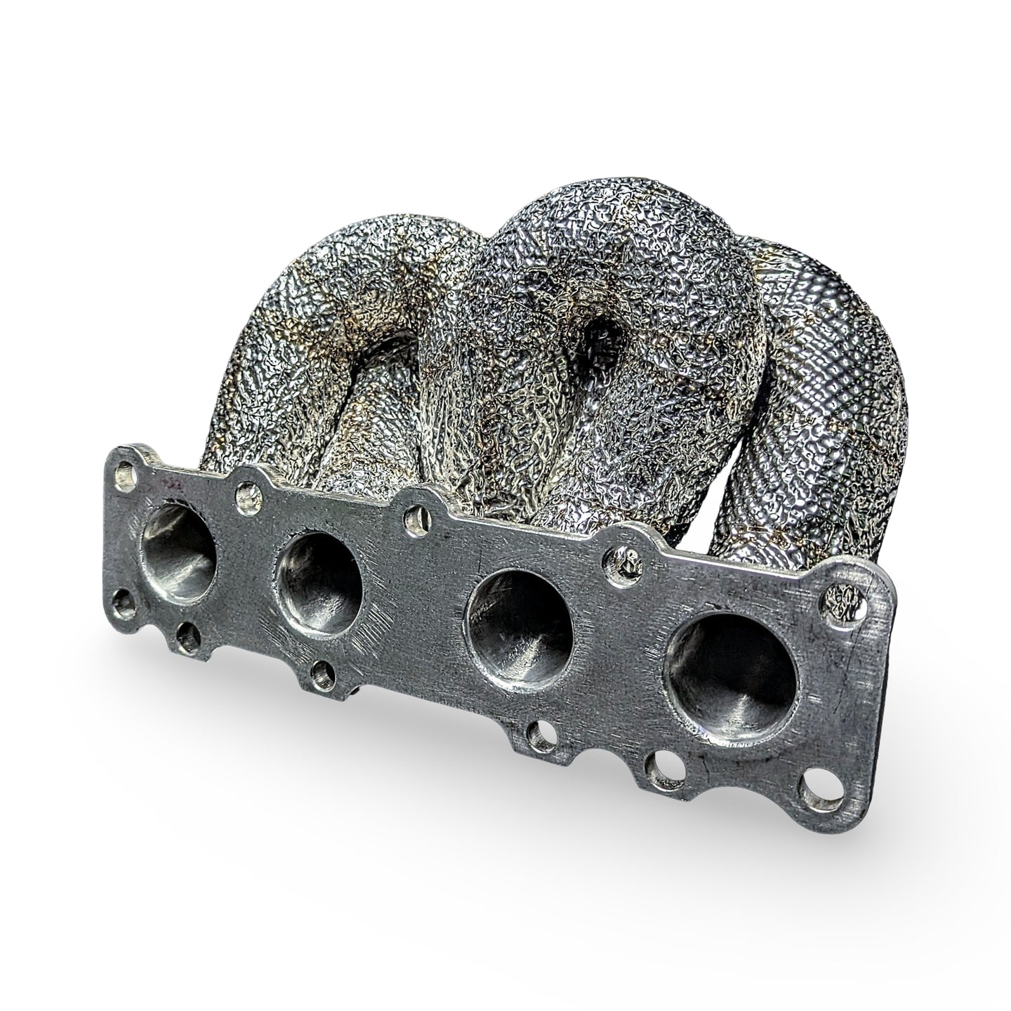 IFX i30N turbo manifold with premium German-made ceramic fiber heat shielding and stainless steel capping for engine bay thermal management.