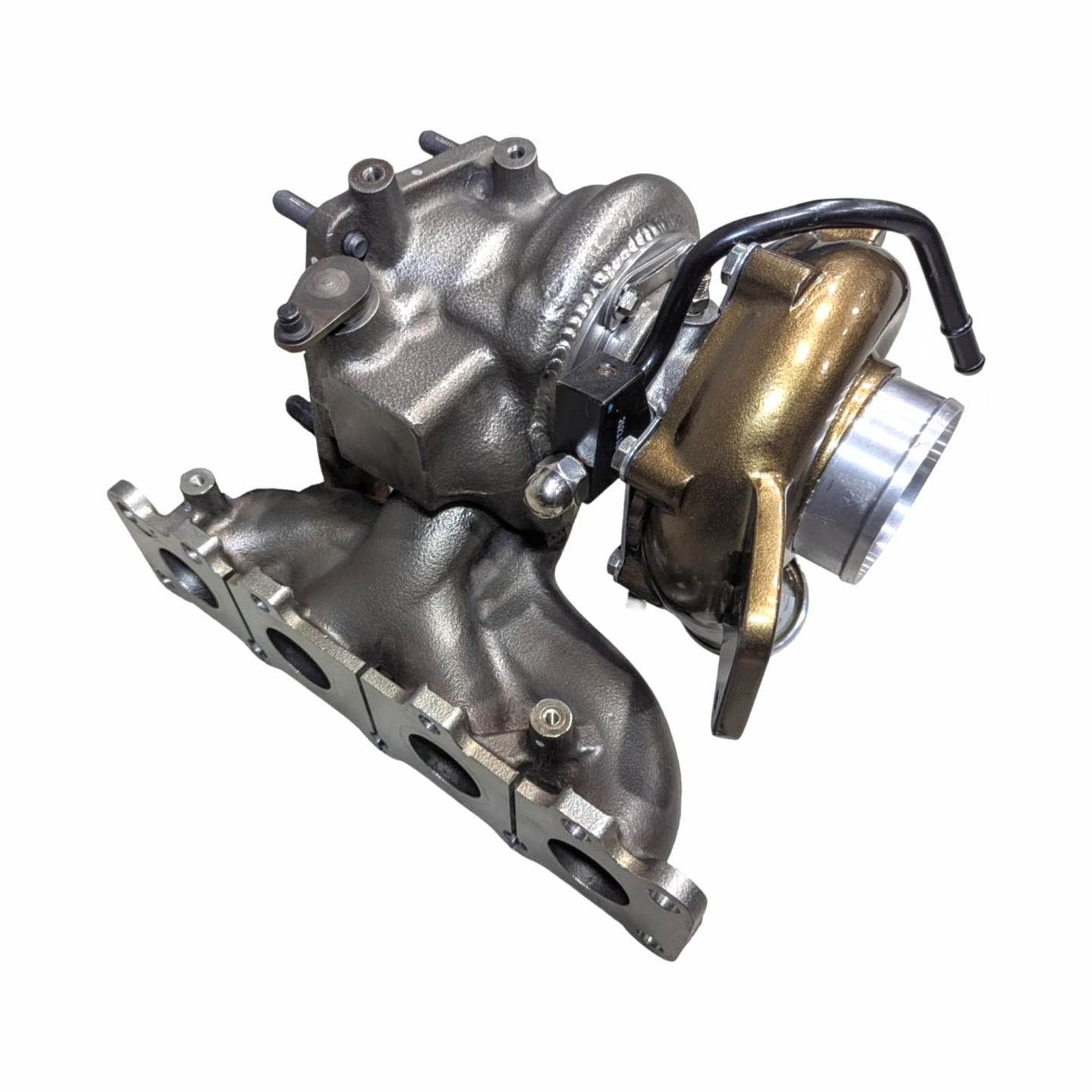 Close-up of the IFX-660 Plus red compressor housing featuring a forged, point-milled Garrett G25-660 wheel for maximum boost efficiency and reduced heat soak.