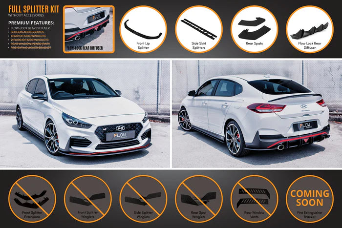 Hyundai i30N Fastback 2018-2020 PRE-FACELIFT Full Lip Splitter Set (Gloss Black)