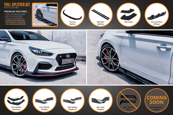 Hyundai i30N Fastback 2018-2020 PRE-FACELIFT Full Lip Splitter Set (Gloss Black)