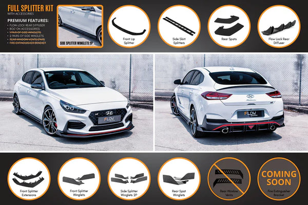 Hyundai i30N Fastback 2018-2020 PRE-FACELIFT Full Lip Splitter Set (Gloss Black)