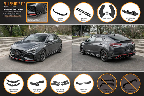 Hyundai i30N Fastback 2022+ FACELIFT Full Lip Splitter Set