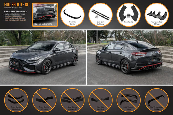 Hyundai i30N Fastback 2022+ FACELIFT Full Lip Splitter Set