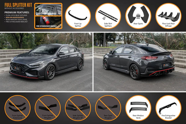 Hyundai i30N Fastback 2022+ FACELIFT Full Lip Splitter Set