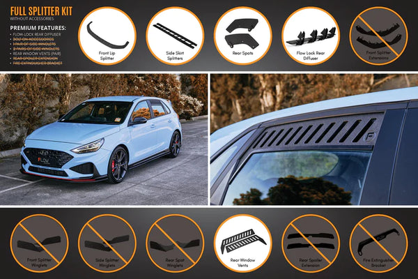 Hyundai i30N Hatch 2021+ FACELIFT Full Lip Splitter Set (Gloss Black)