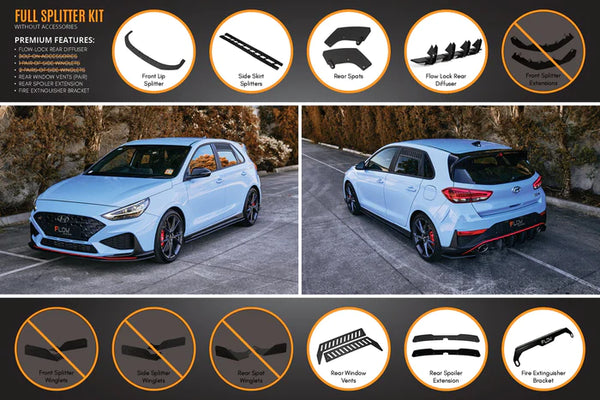 Hyundai i30N Hatch 2021+ FACELIFT Full Lip Splitter Set (Gloss Black)