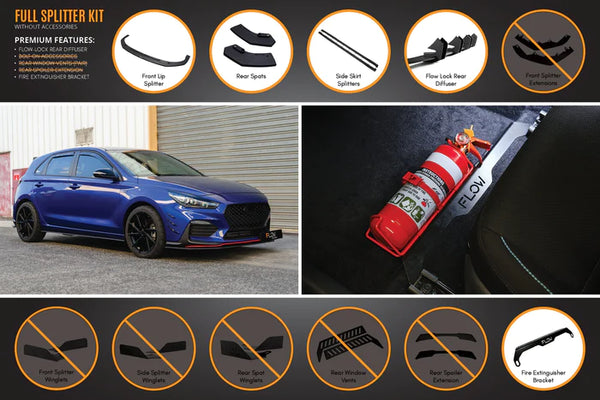 Hyundai i30 N-Line Hatch 2018+ Full Splitter Lip Set (Gloss Black)