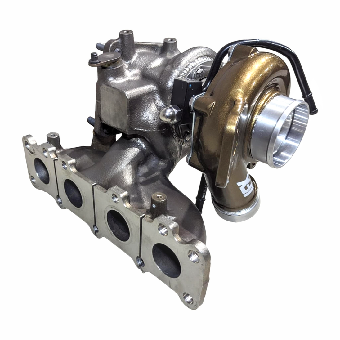 The complete Impossible Fab IFX-660 Plus turbocharger upgrade kit for Hyundai i30N Hatch, featuring a custom-machined manifold and Garrett G-Series ball-bearing core.