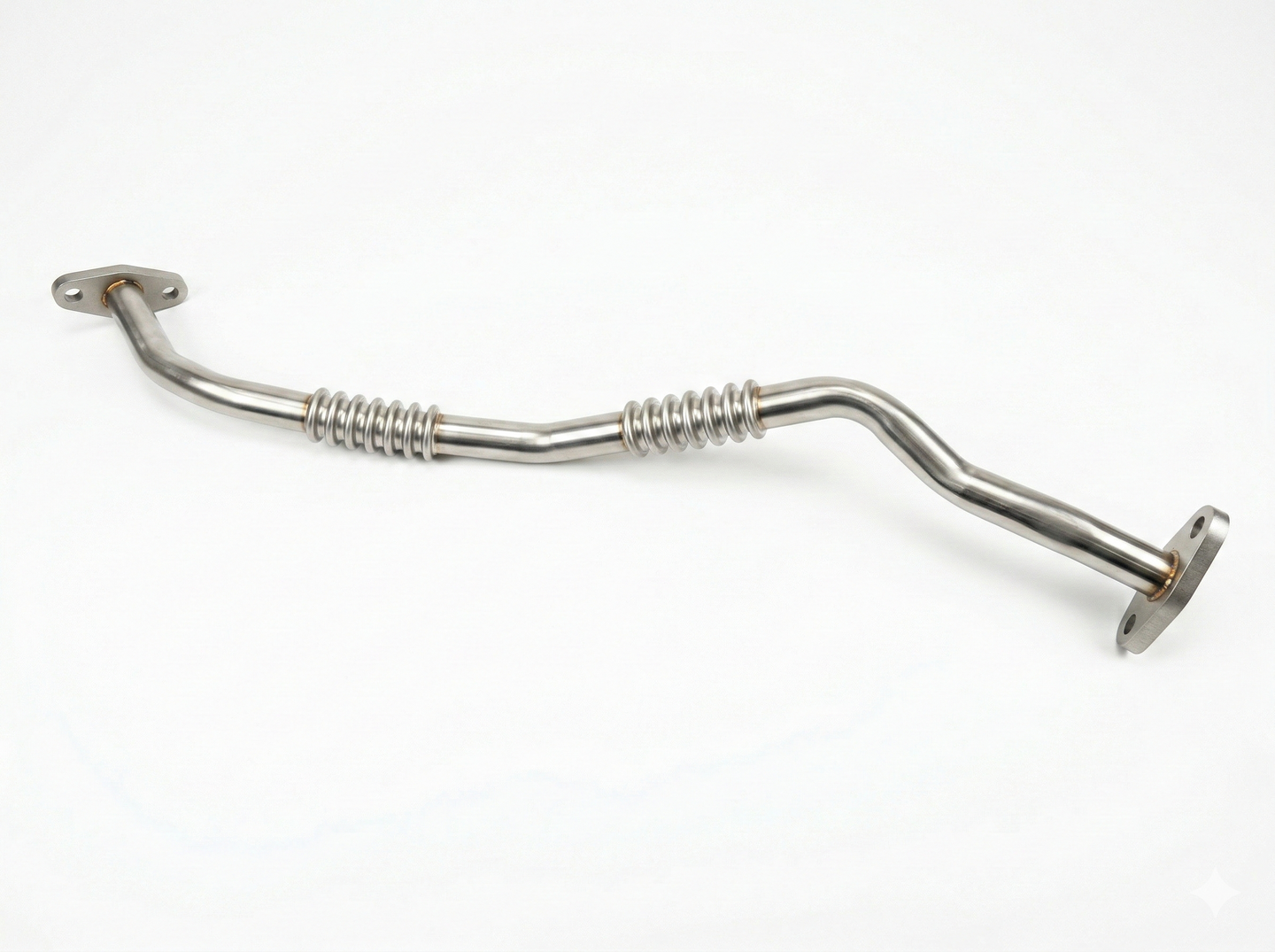 Front-on profile of the i30N Turbo oil return line (PN: 28245-2GTB1), detailing the specific pipe bends and drainage angle for a factory-perfect fit.