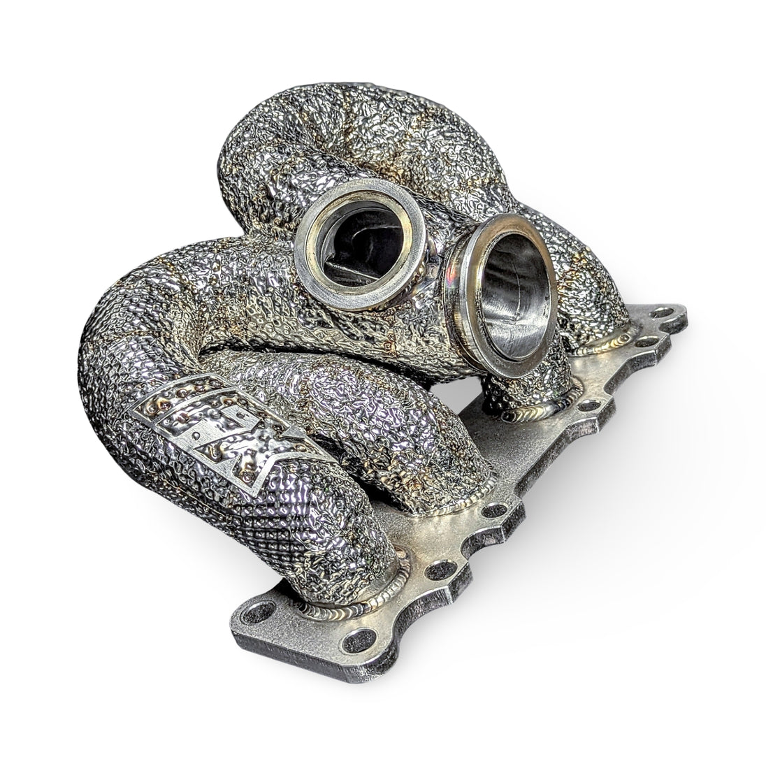 Impossible Fab IFX custom stainless steel V-band turbo manifold for Hyundai i30N, engineered for Garrett G25, G30, and G35 turbochargers.